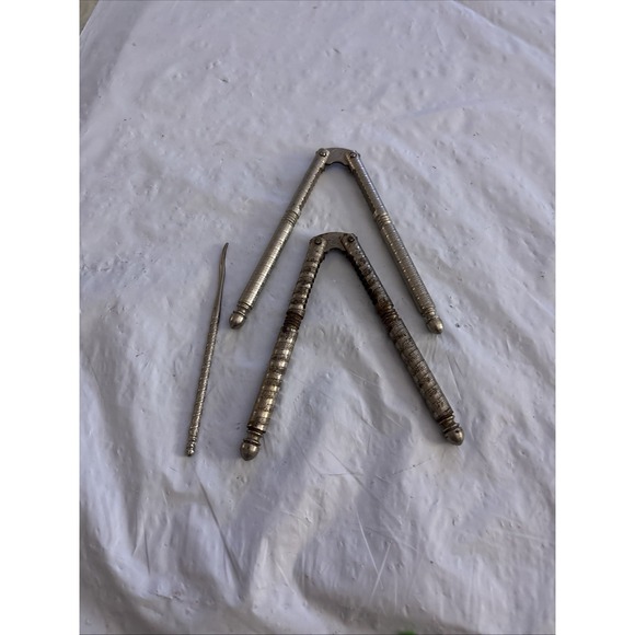 LOT OF 2 Vintage Silver Toned Nutcrackers Crack Nuts Used - Picture 1 of 1